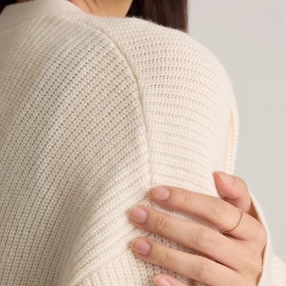 Quince Mongolian Cashmere Fisherman Boxy Cropped Cardigan Sweater - Picture 5 of 16